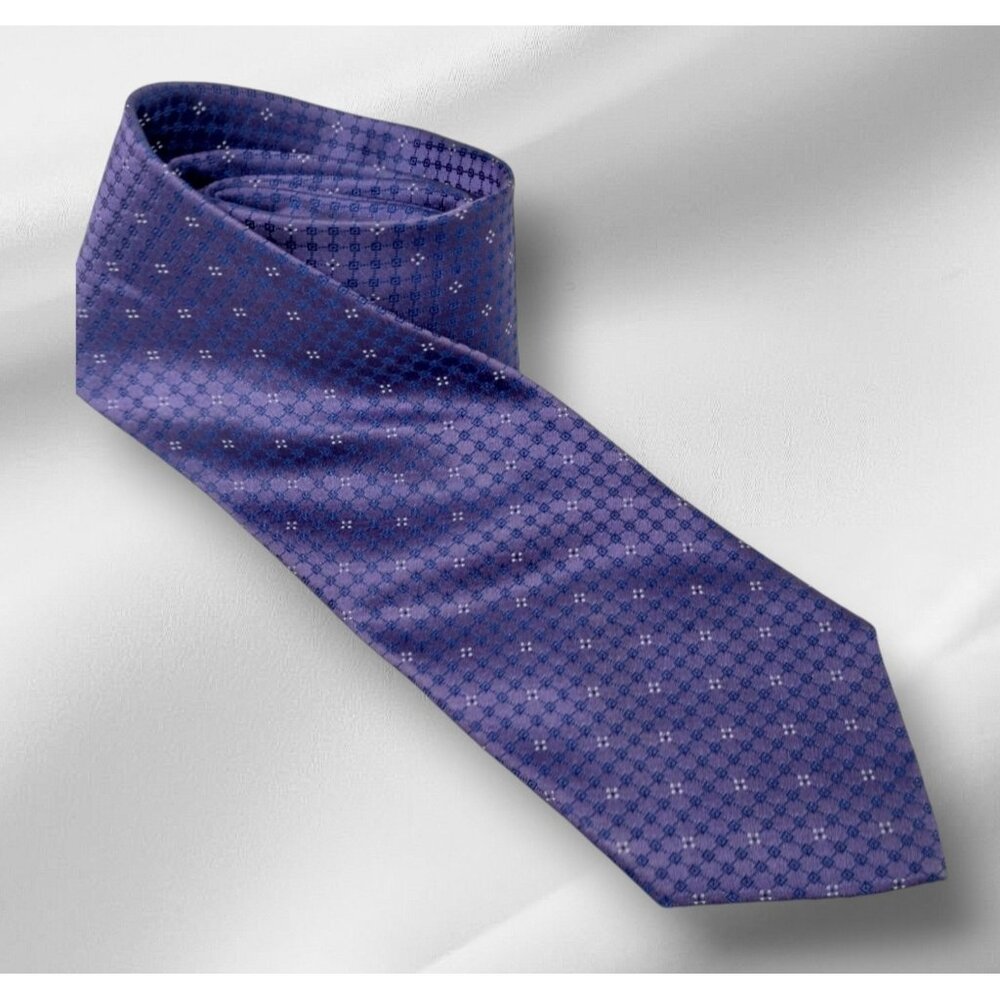 Calvin Klein Mens Purple Diamond Pattern Silk Tie